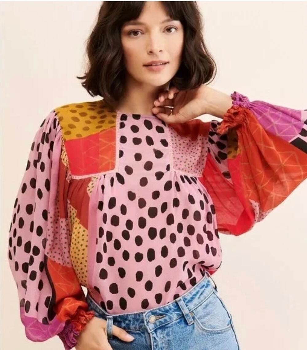 Bl^nk London x Anthropologie MIRANDA PEASANT Pink Black Eclectic